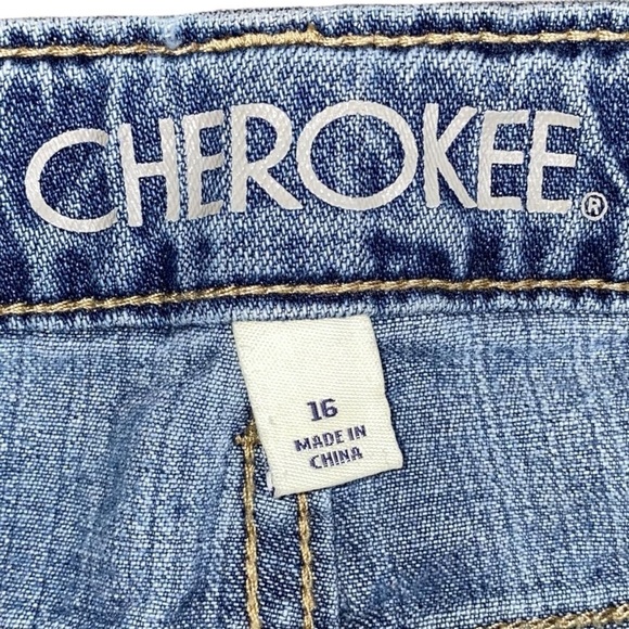 3/$15 Cherokee Girls Light Wash Blue Distressed Jeans Size 16 - Picture 6 of 6